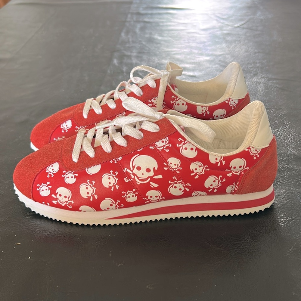 Red and White Skull sneakers